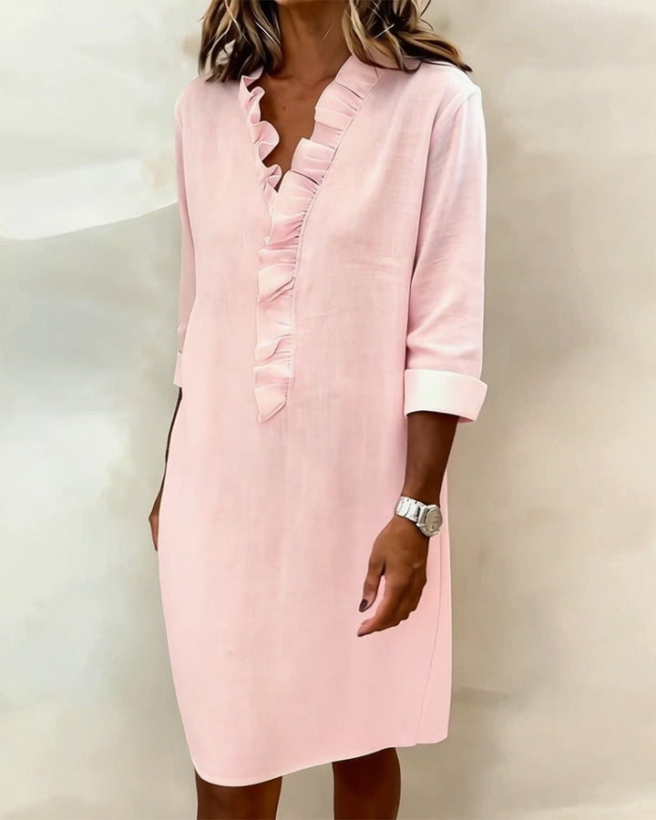 V-Neck Ruffled Dress