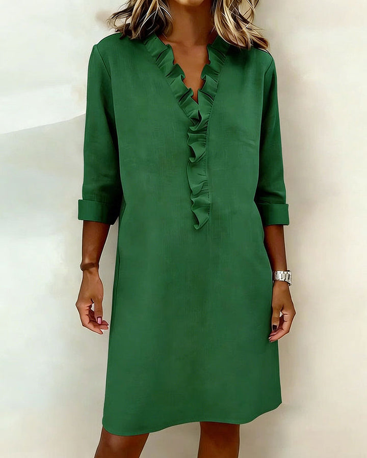 V-Neck Ruffled Dress