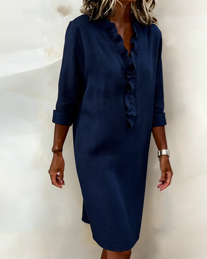 V-Neck Ruffled Dress