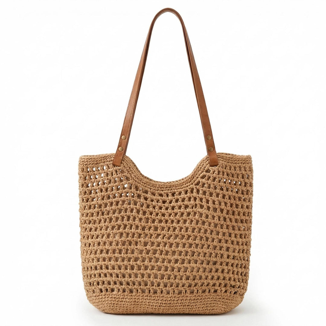Personalized Embroidered Crochet Beach Tote – Woven Boho Summer Shoulder Bag