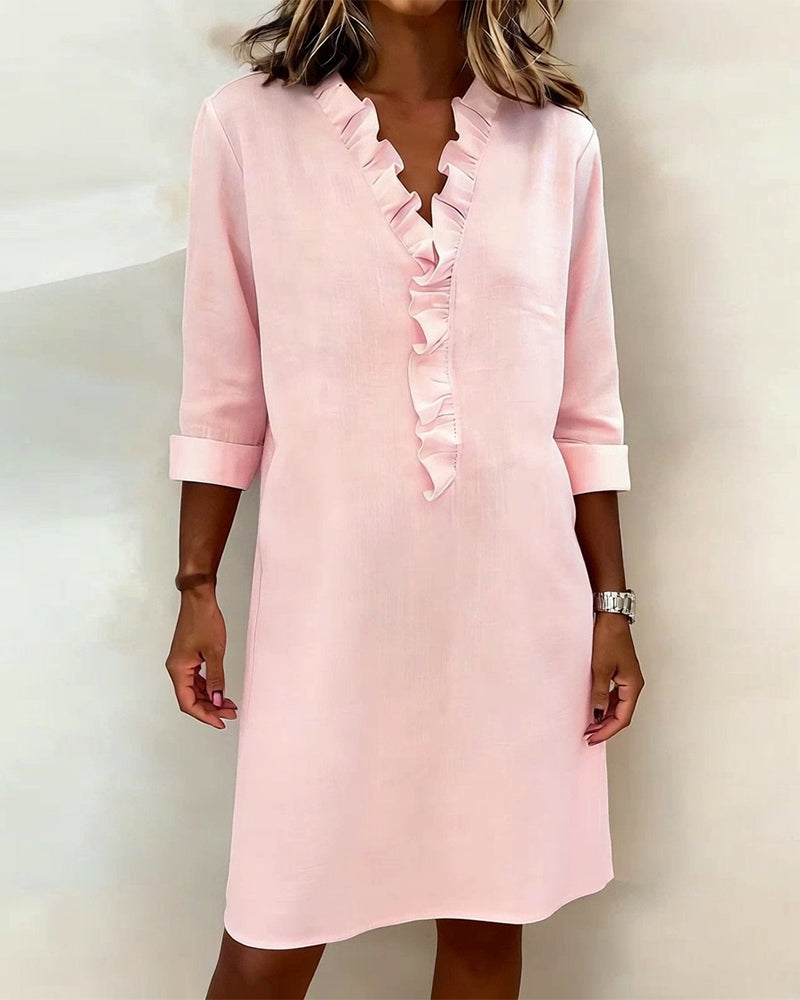 V-Neck Ruffled Dress