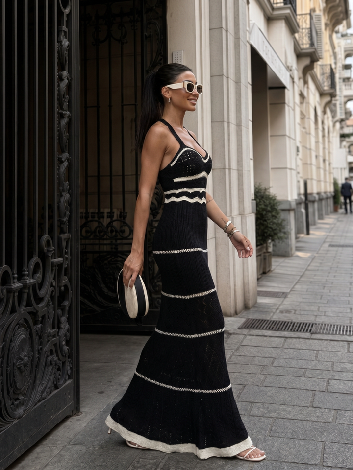 Valora | Spaghetti Strap Crochet Detail Maxi Dress