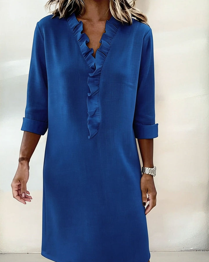 V-Neck Ruffled Dress
