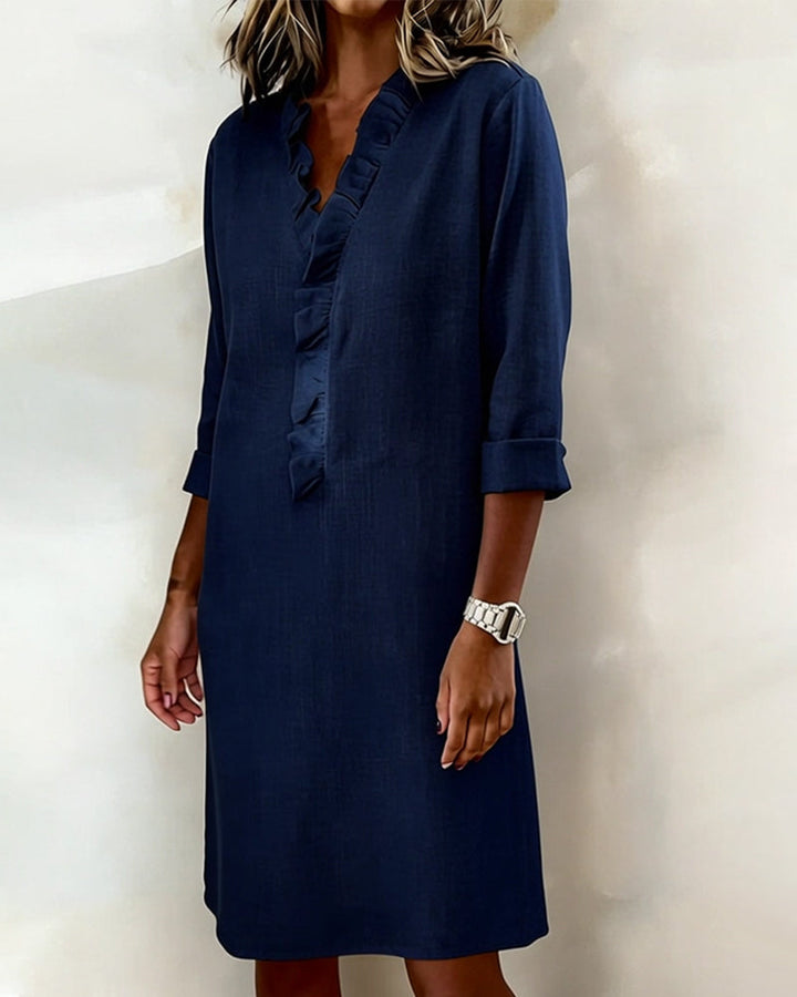 V-Neck Ruffled Dress