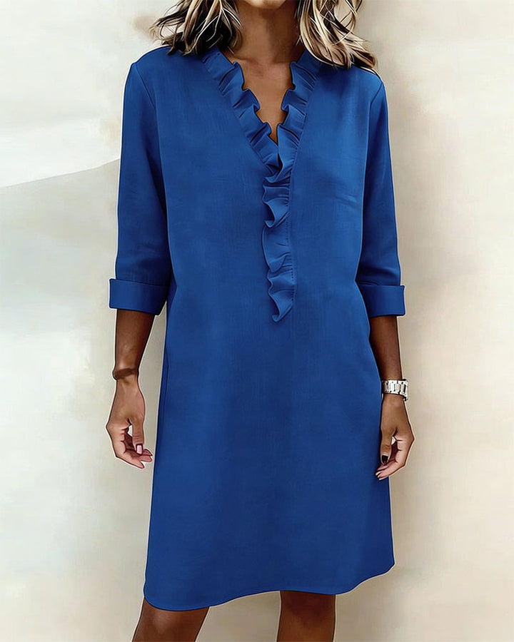 V-Neck Ruffled Dress