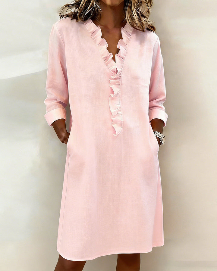 V-Neck Ruffled Dress