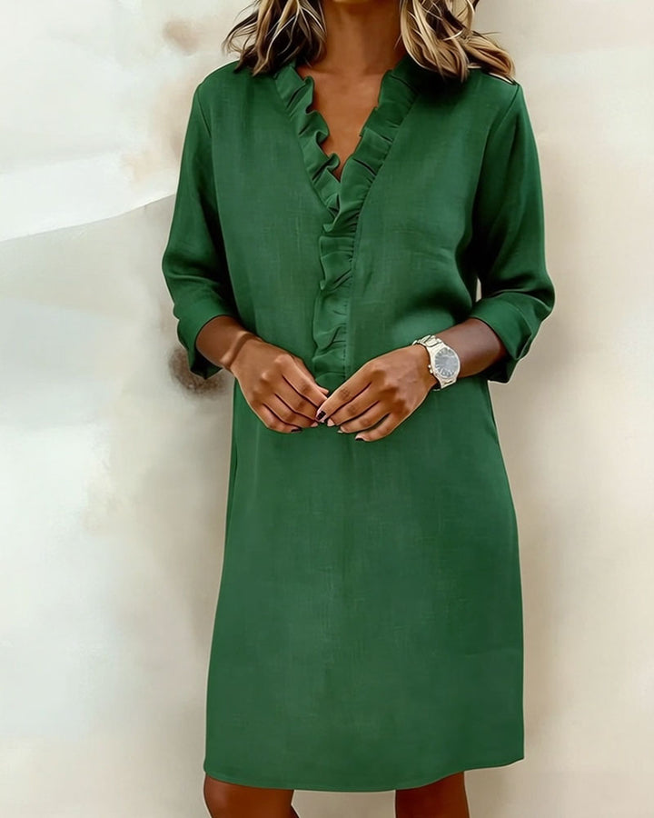 V-Neck Ruffled Dress