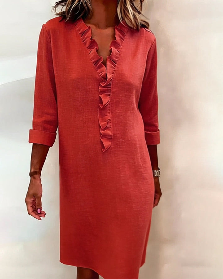 V-Neck Ruffled Dress