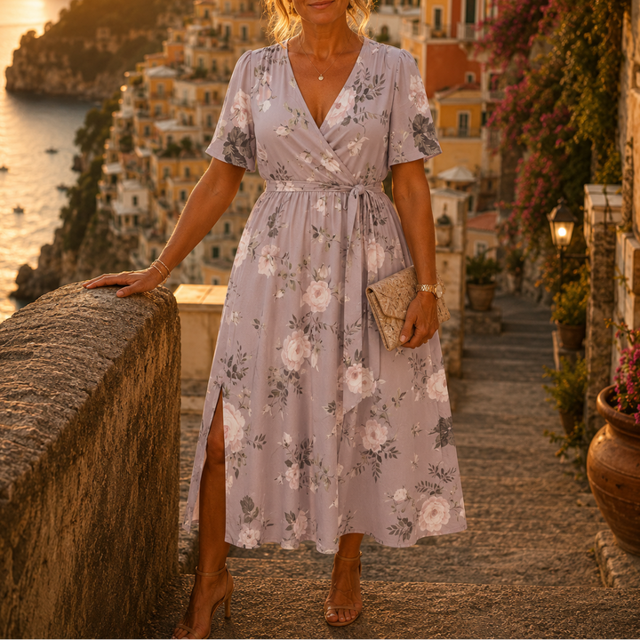 Lila | Floral Summer Wrap Midi Dress