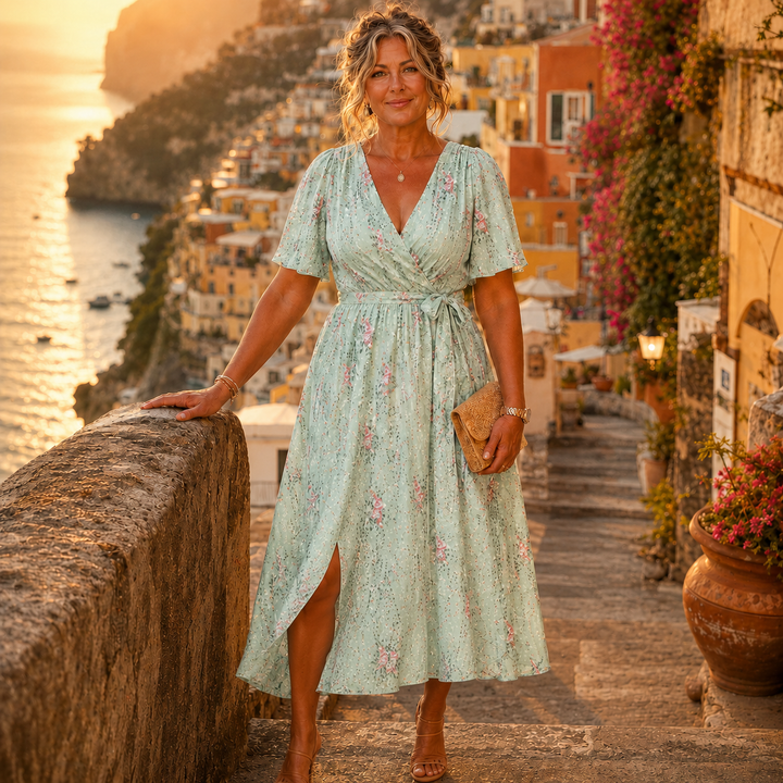 Lila | Floral Summer Wrap Midi Dress