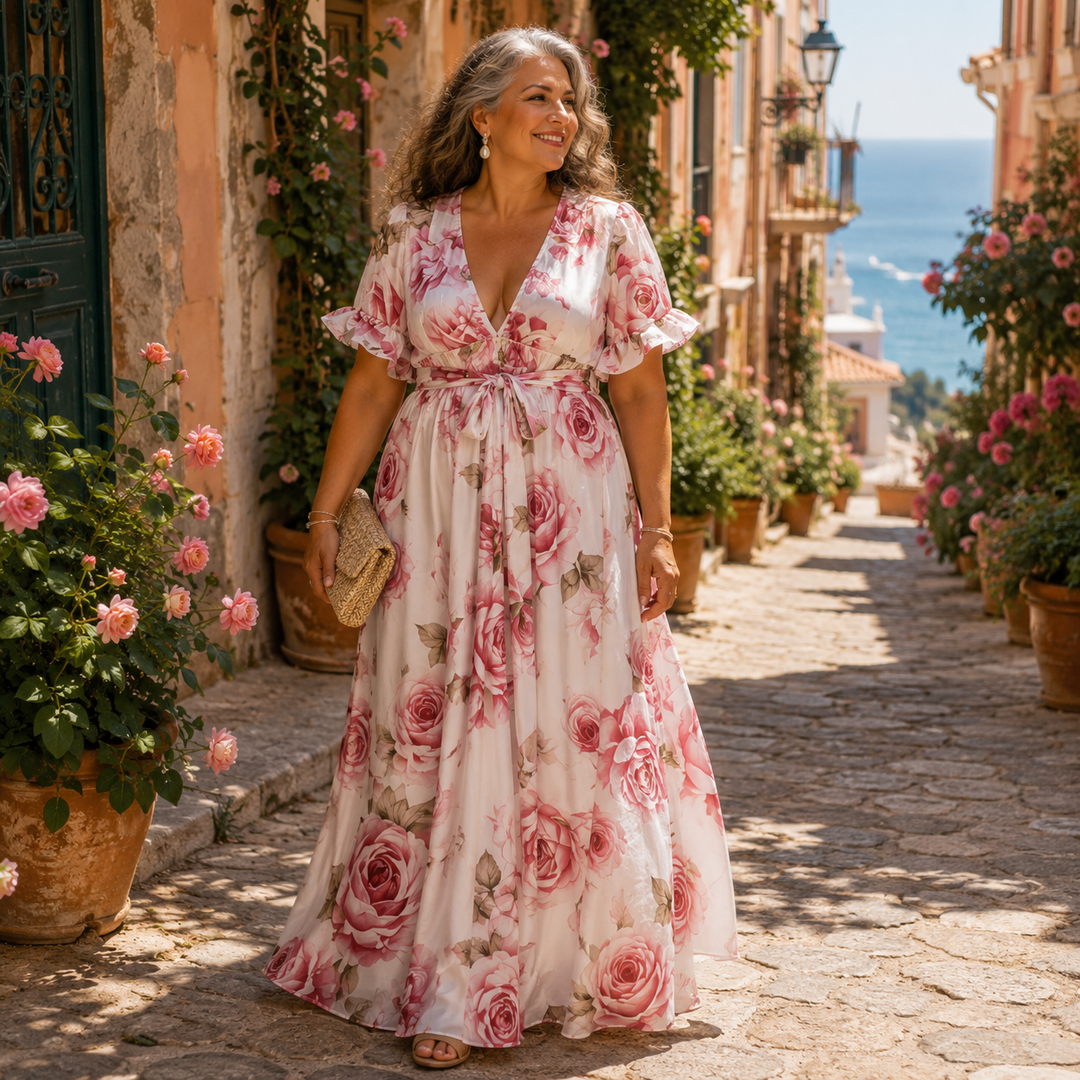 Celeste | Rose Maxi Flow Summer Dress