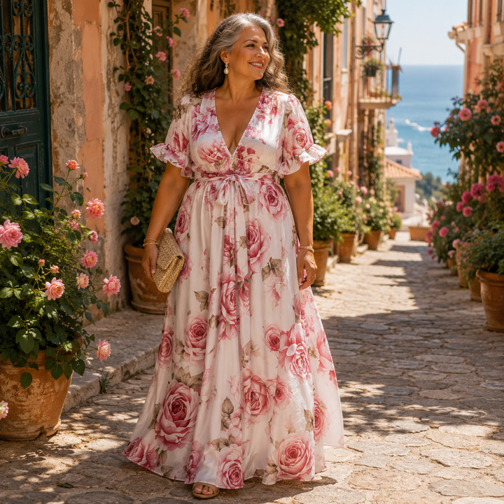 Celeste | Rose Maxi Flow Summer Dress