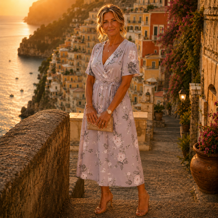 Lila | Floral Summer Wrap Midi Dress