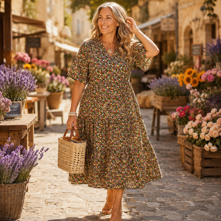 Bella | Ditsy Floral Tiered Midi Dress