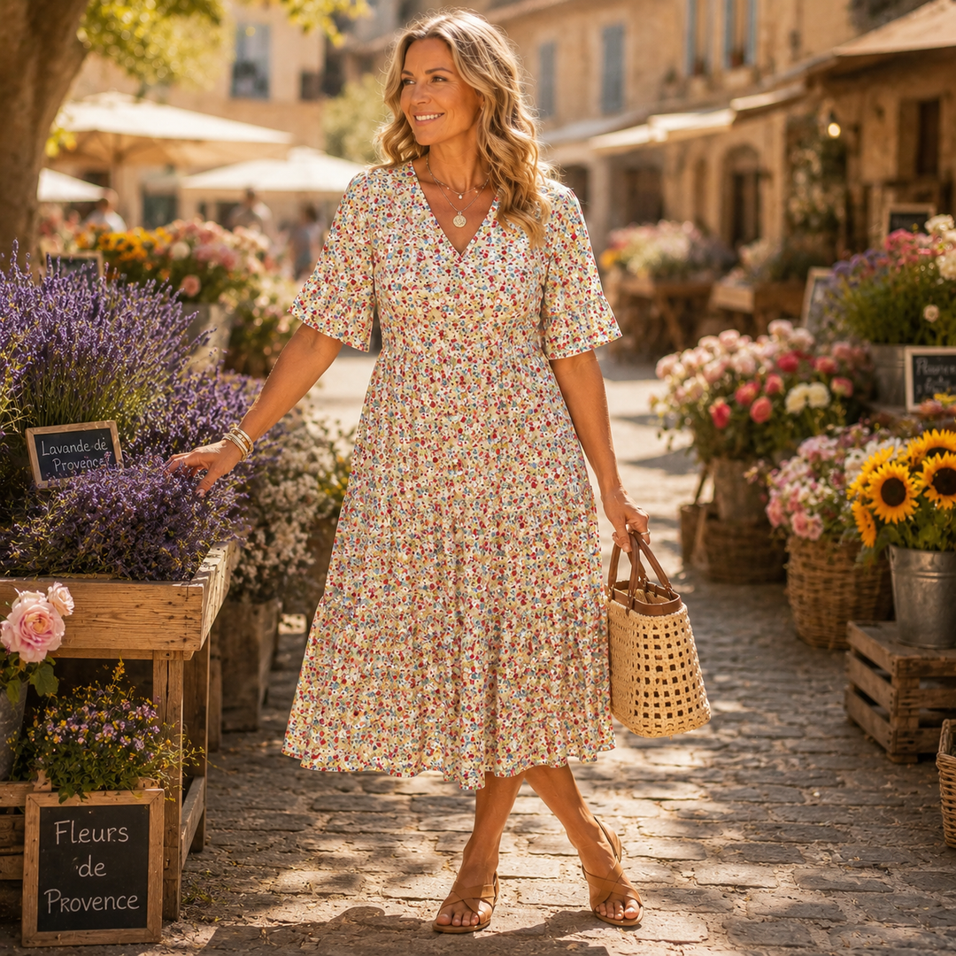 Bella | Ditsy Floral Tiered Midi Dress