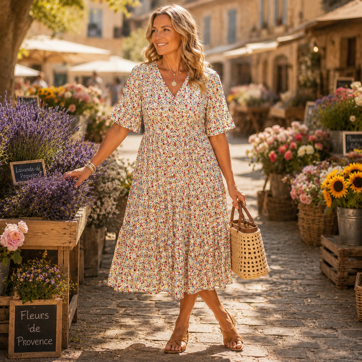 Bella | Ditsy Floral Tiered Midi Dress