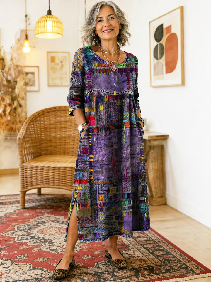 Manuela | Denim Dress with Ethnic Patchwork