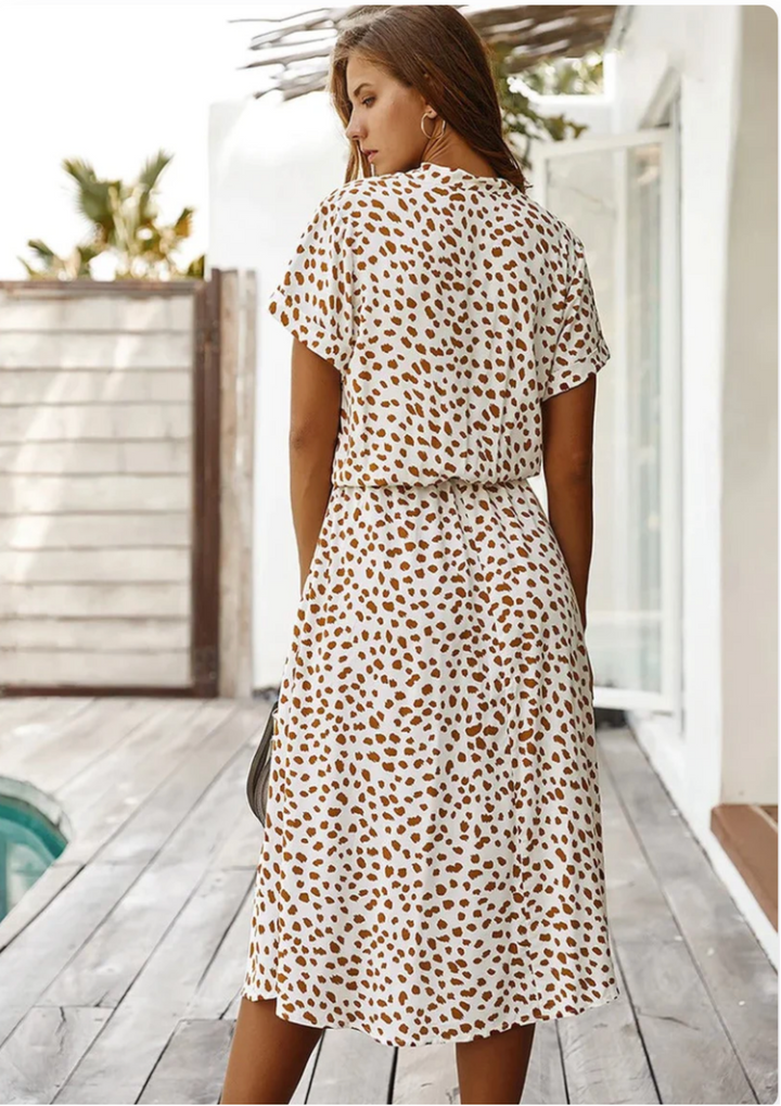 Sienna | Women's Spotted Print Button-Down Midi Dress