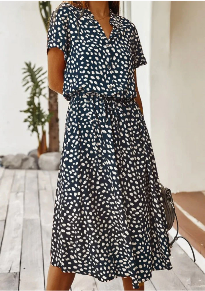 Sienna | Women's Spotted Print Button-Down Midi Dress
