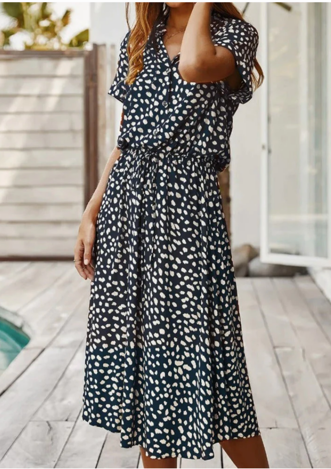 Sienna | Women's Spotted Print Button-Down Midi Dress