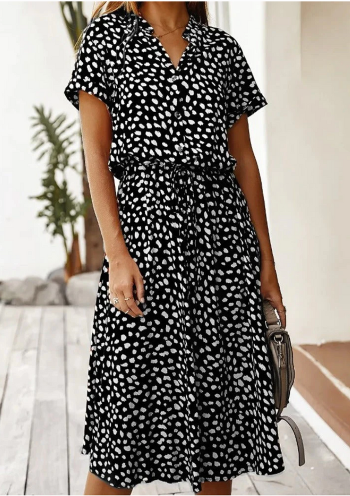 Sienna | Women's Spotted Print Button-Down Midi Dress