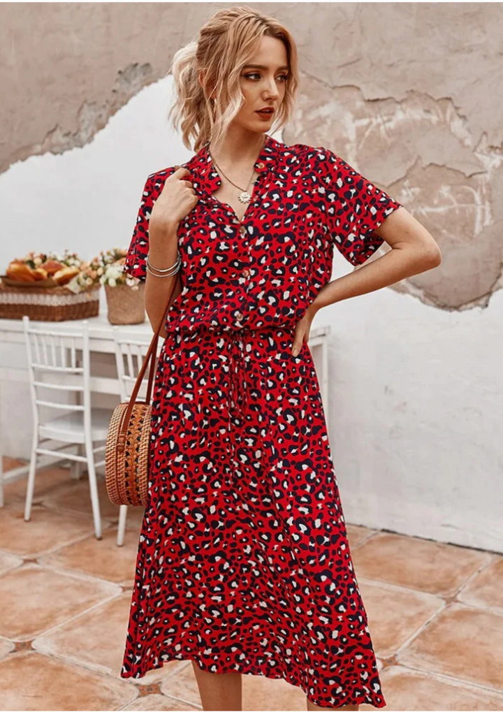 Sienna | Women's Spotted Print Button-Down Midi Dress