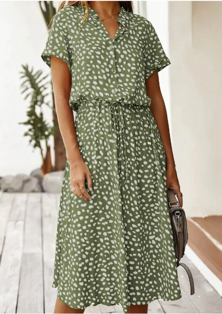 Sienna | Women's Spotted Print Button-Down Midi Dress