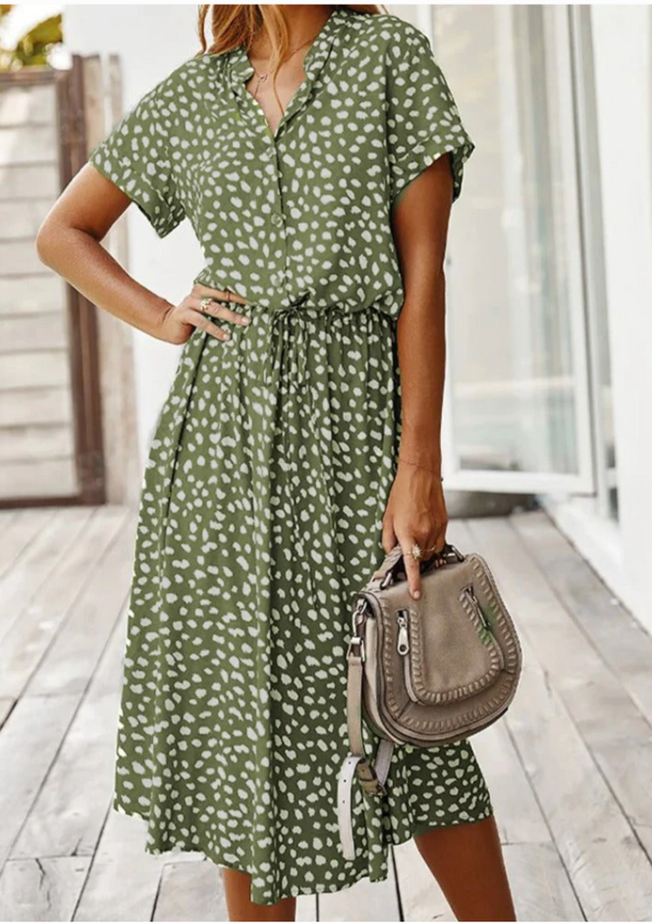 Sienna | Women's Spotted Print Button-Down Midi Dress