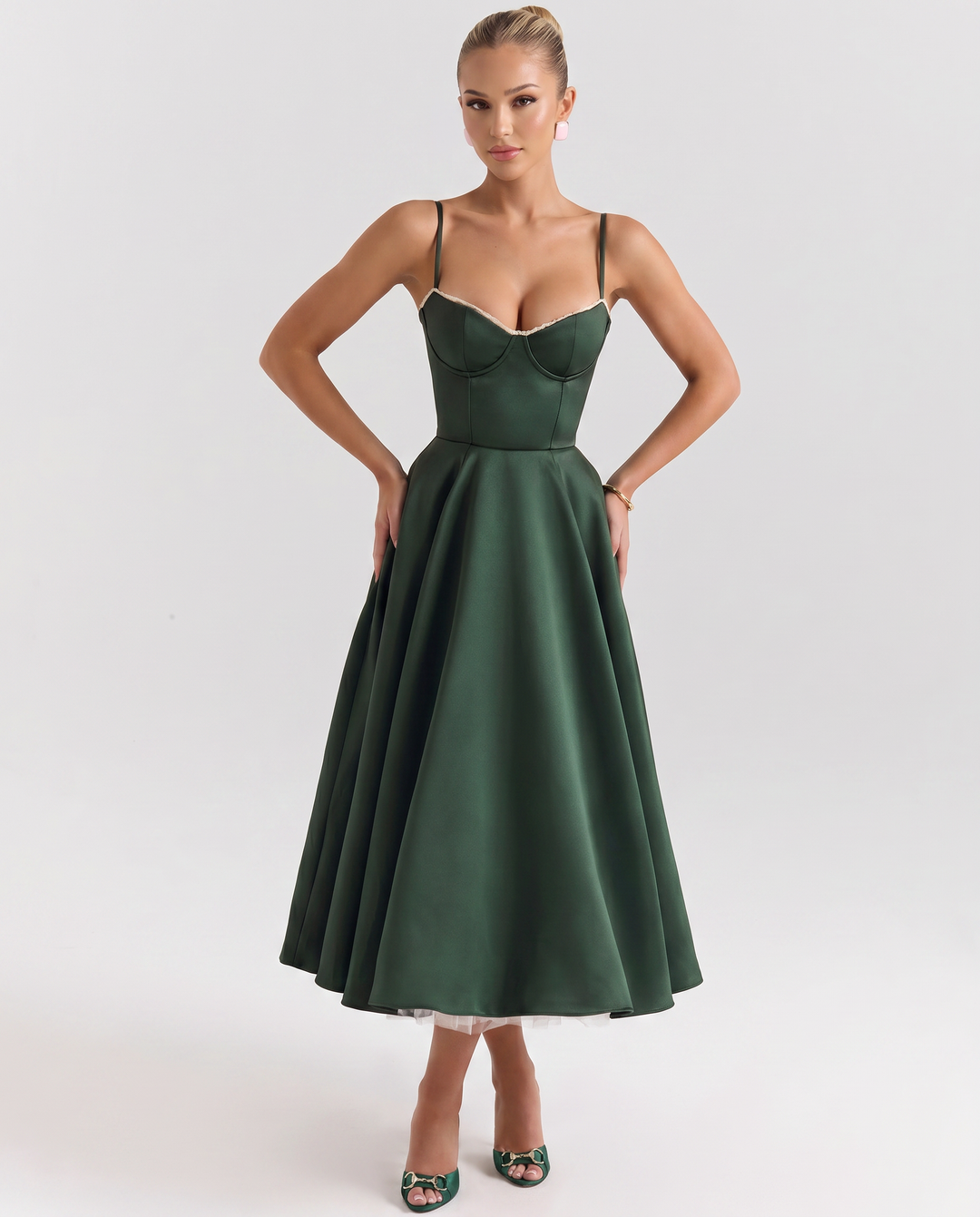 Camryn | Midi Dress with Sweetheart Neckline and Tulle Skirt