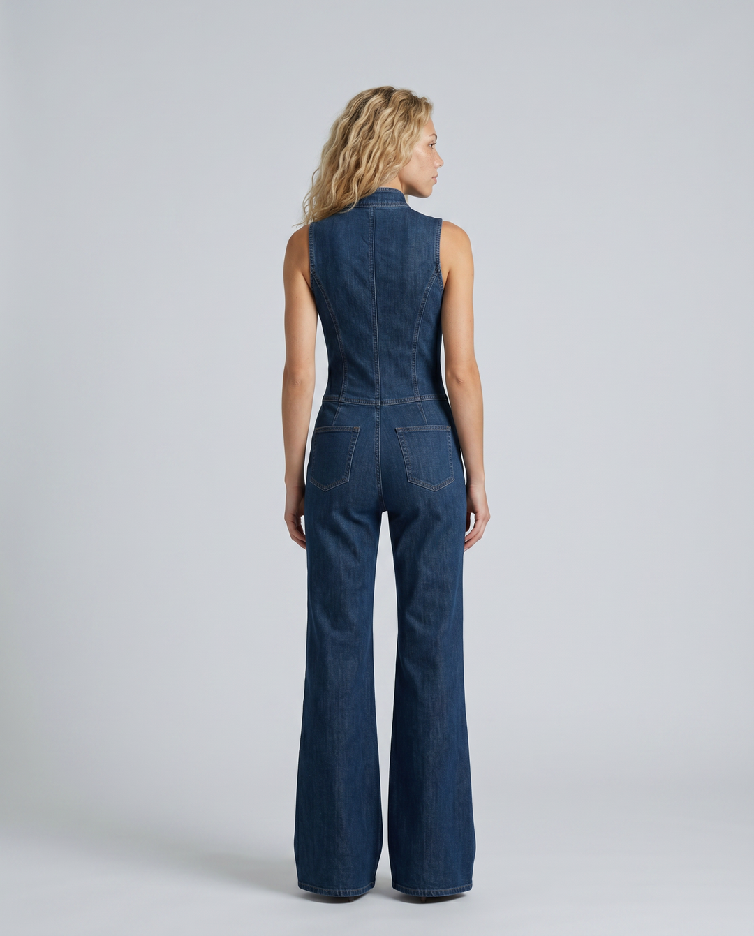 Dorthy | Sleeveless Denim Flared Jumpsuit