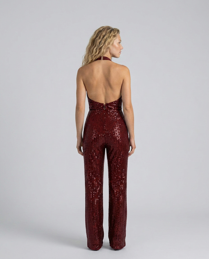 Jaime | Sequin Jumpsuit with Halter Neck