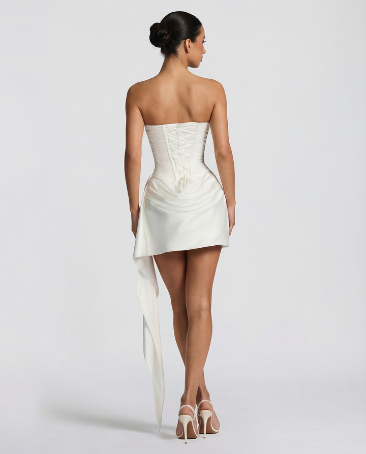 Alina | Mini Dress with Lace Corset and Draped Skirt