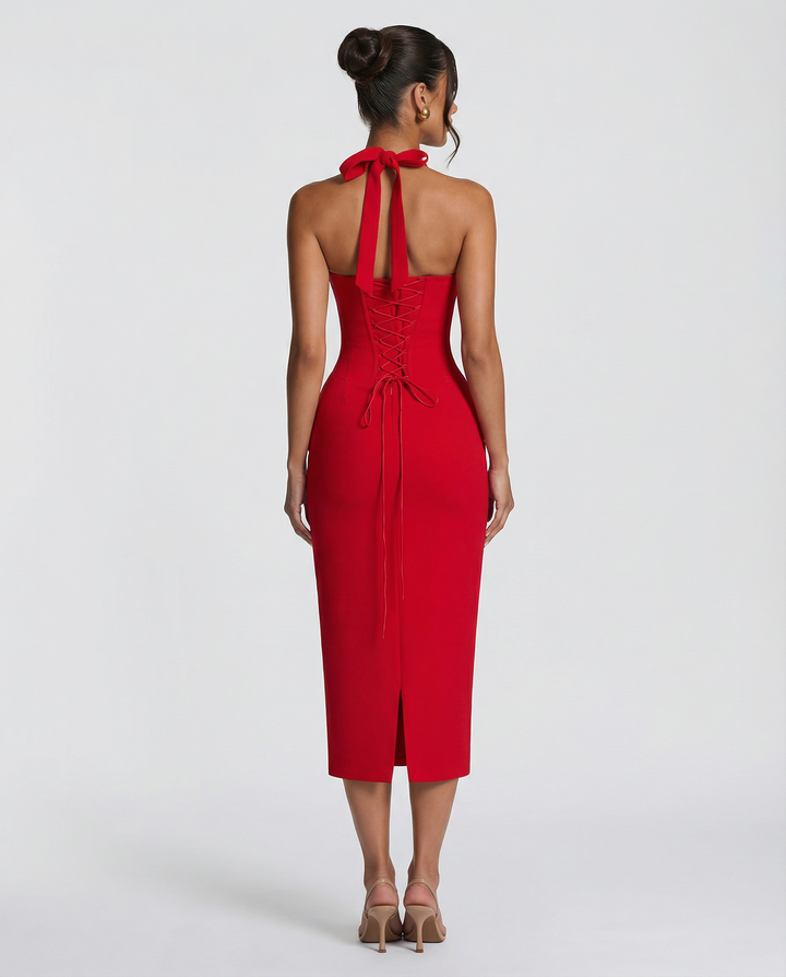 Liliana | Midi Dress with Lace Corset Bodice