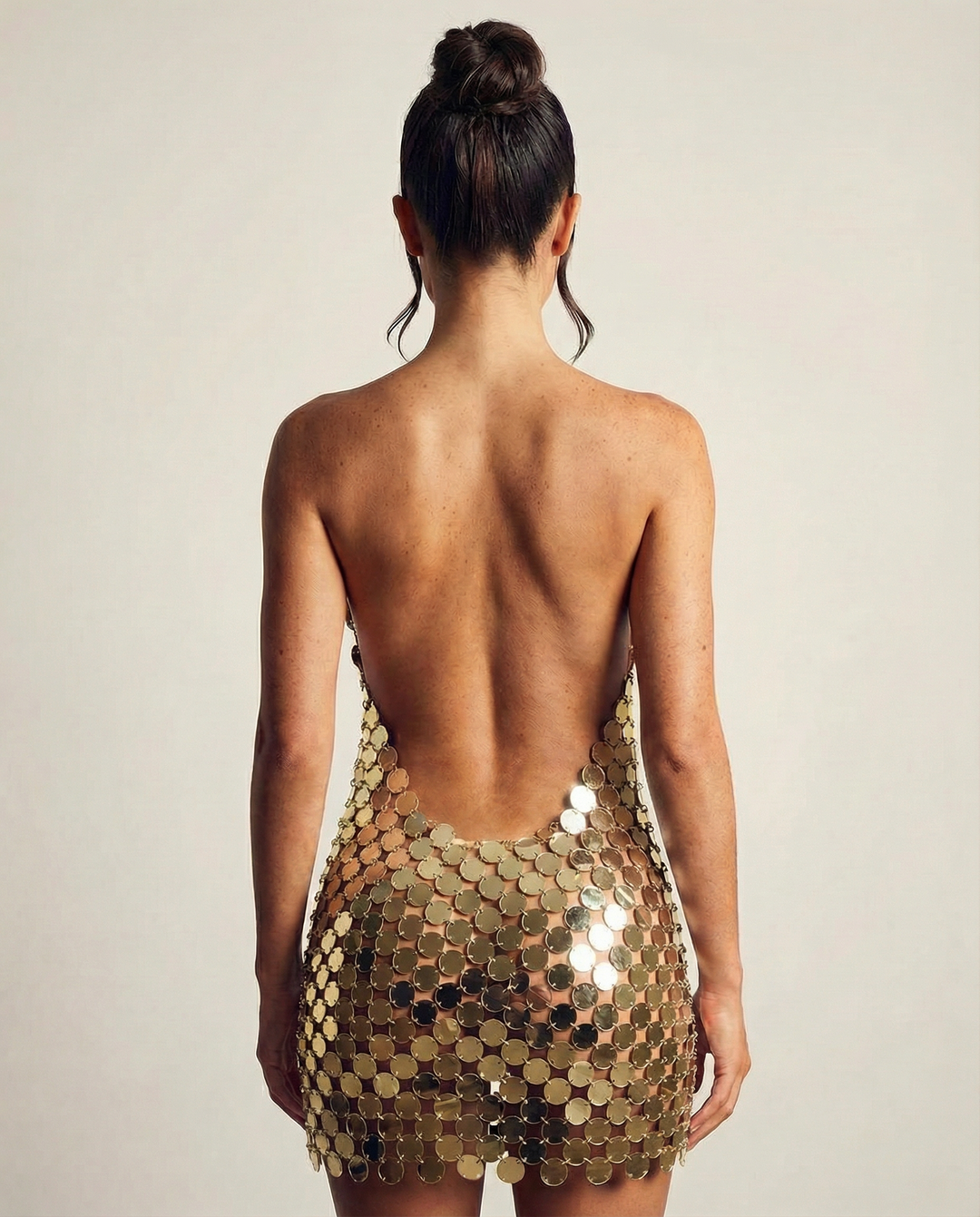 Kellie | Mini Dress with Mirrored Disc Chain