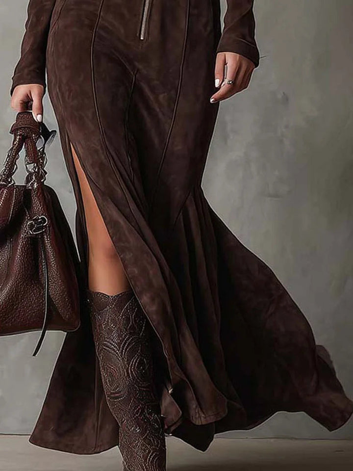 Lauren | Zipper Belted Maxi Dress