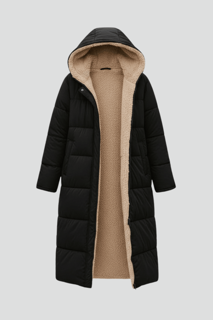Amelia Laurent | Hooded Longline Puffer Coat For Women