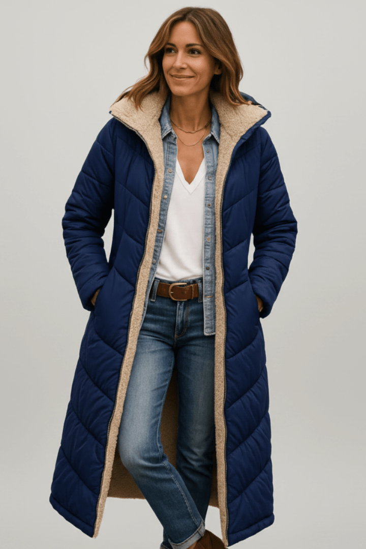 Amelia Laurent | Hooded Longline Puffer Coat For Women