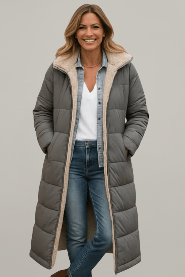 Amelia Laurent | Hooded Longline Puffer Coat For Women