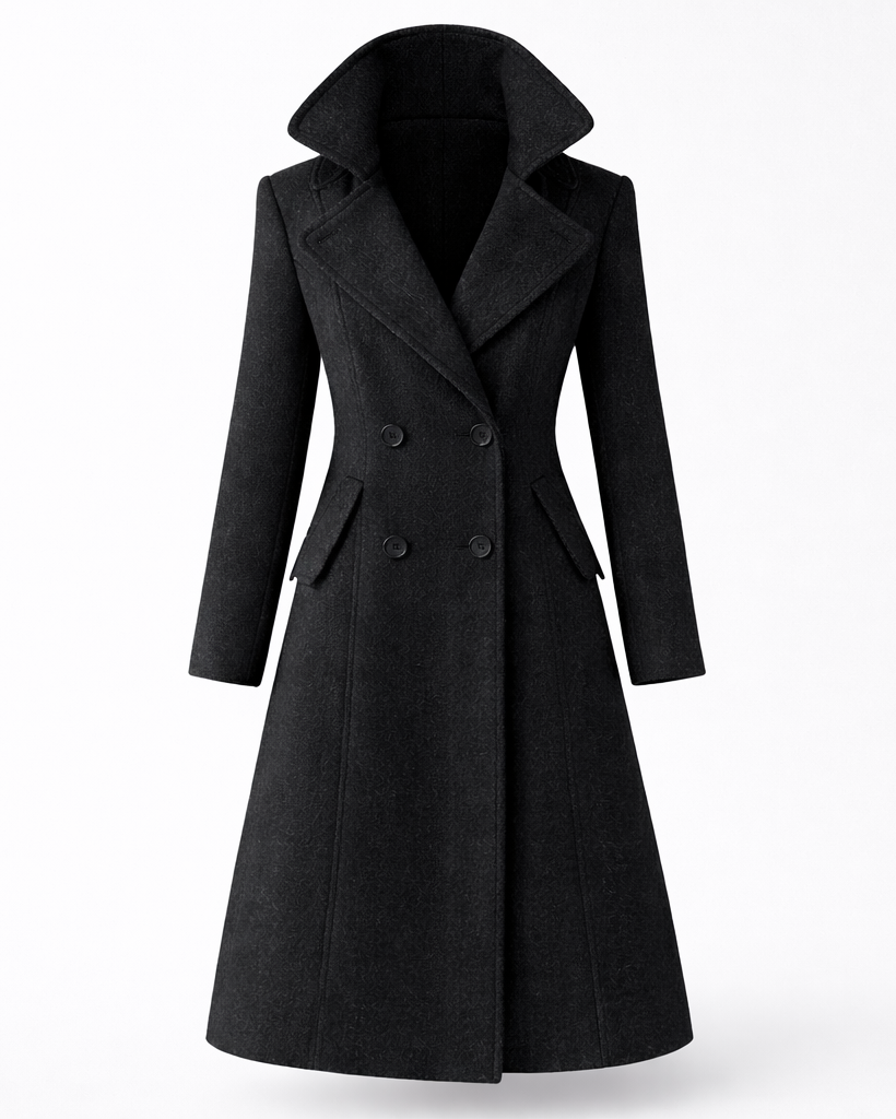 Women's Wool Coat with Classic Folded Collar – Tailored Winter Outerwear for Versatile Styling