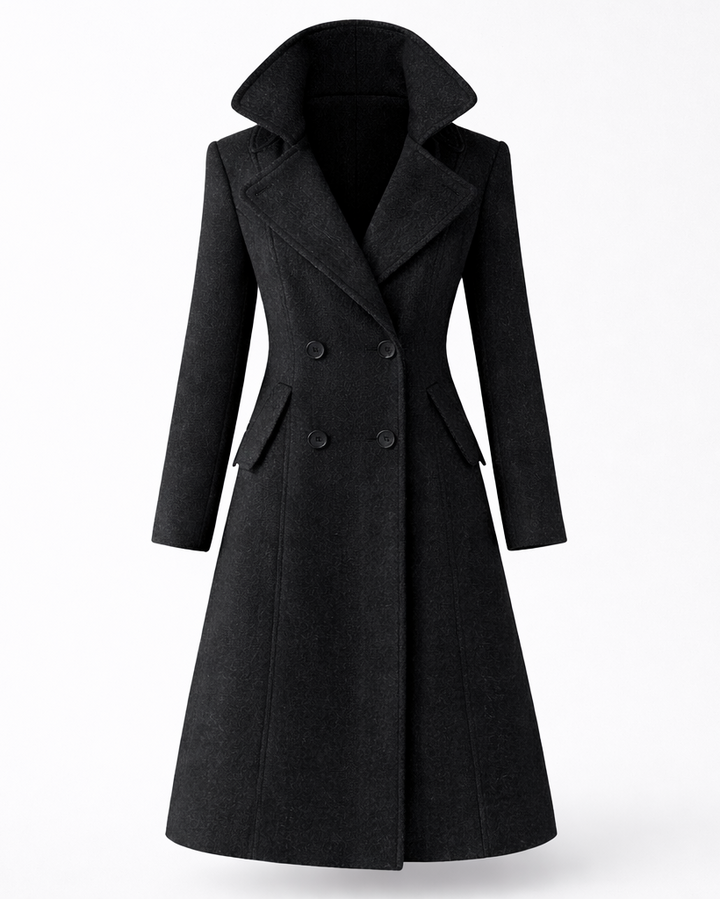 Women's Wool Coat with Classic Folded Collar – Tailored Winter Outerwear for Versatile Styling