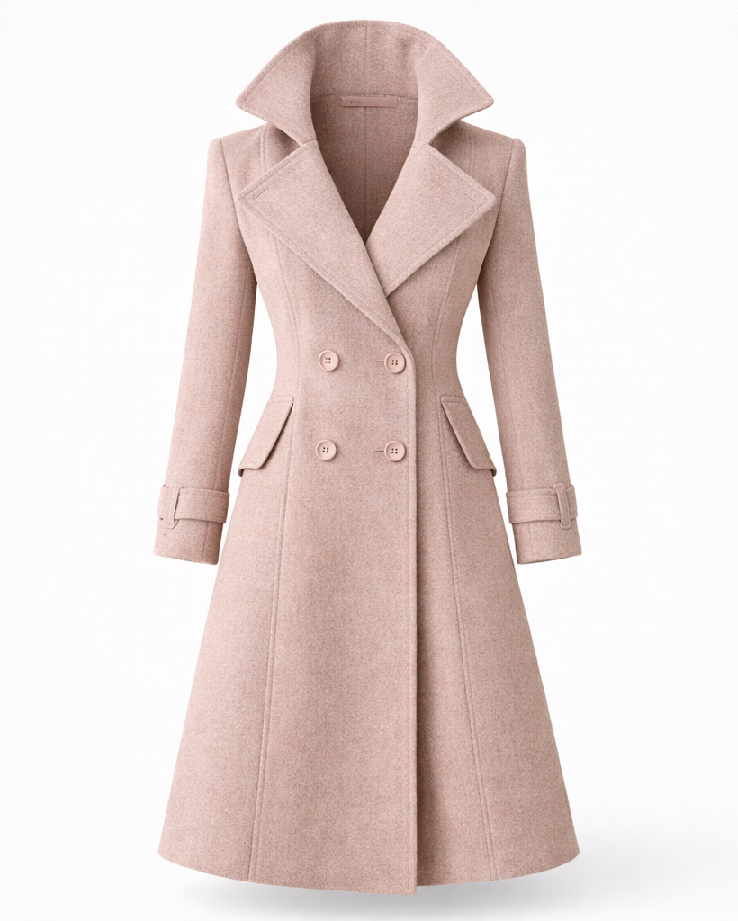 Women's Wool Coat with Classic Folded Collar – Tailored Winter Outerwear for Versatile Styling