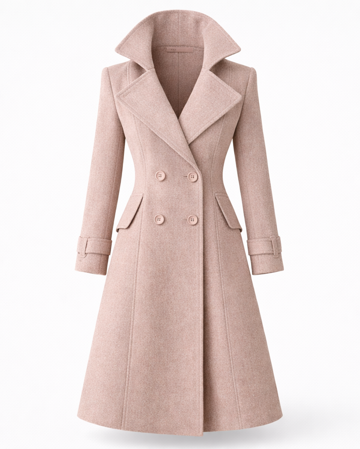 Women's Wool Coat with Classic Folded Collar – Tailored Winter Outerwear for Versatile Styling