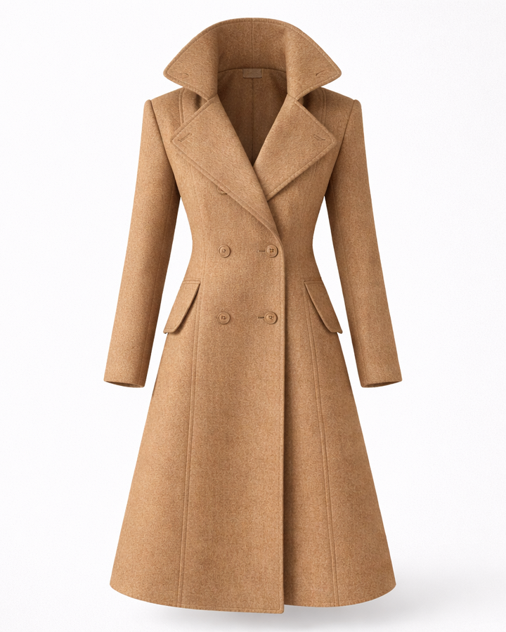 Women's Wool Coat with Classic Folded Collar – Tailored Winter Outerwear for Versatile Styling