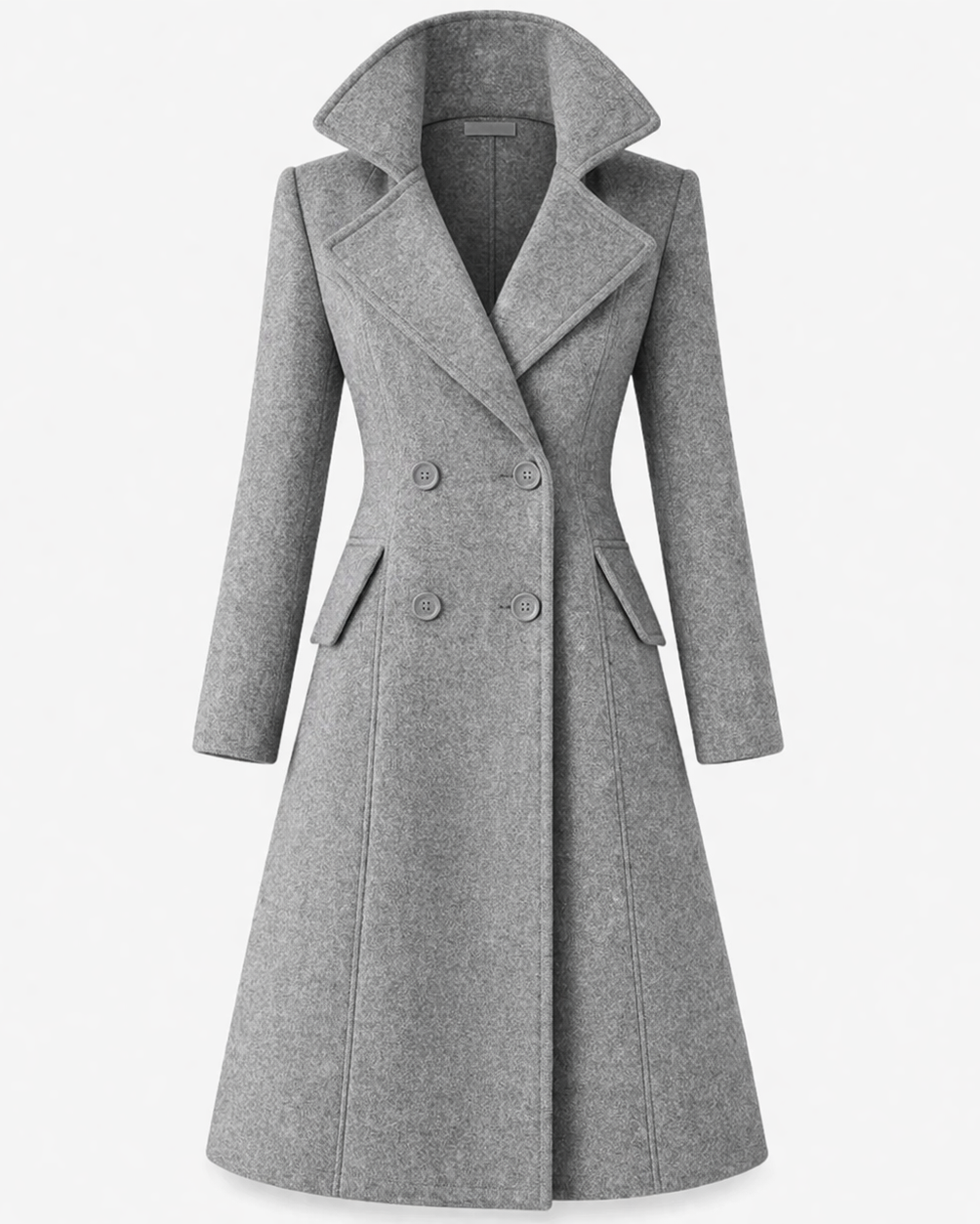 Women's Wool Coat with Classic Folded Collar – Tailored Winter Outerwear for Versatile Styling