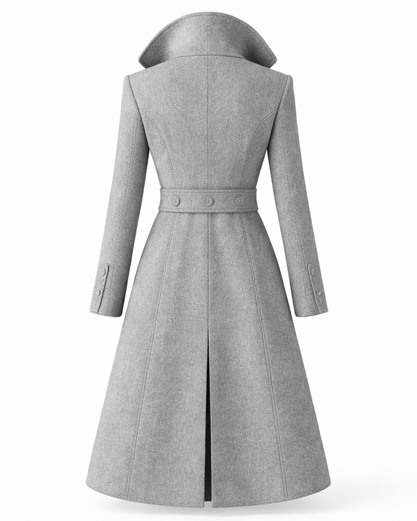 Women's Wool Coat with Classic Folded Collar – Tailored Winter Outerwear for Versatile Styling