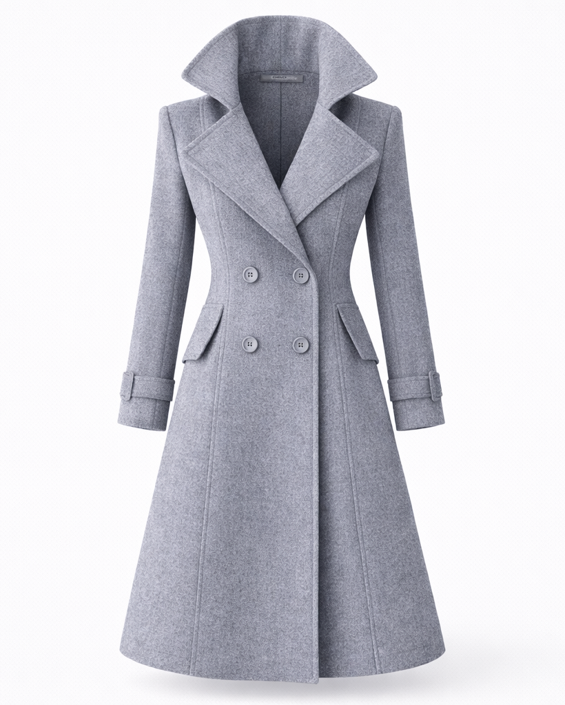 Women's Wool Coat with Classic Folded Collar – Tailored Winter Outerwear for Versatile Styling