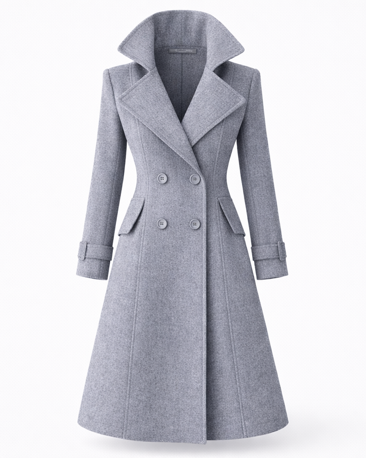 Women's Wool Coat with Classic Folded Collar – Tailored Winter Outerwear for Versatile Styling