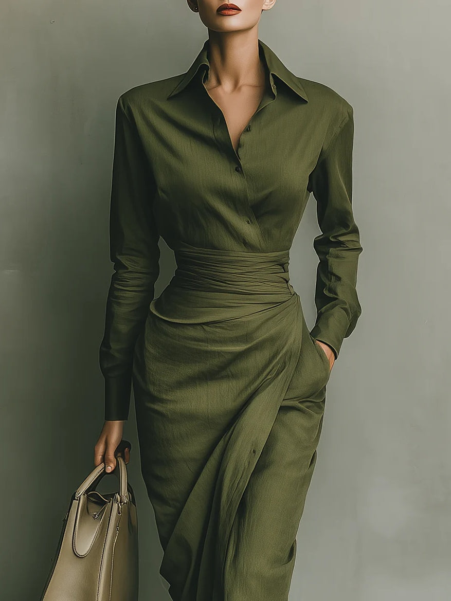Kaelynne - Wrap Dress with Turned Collar