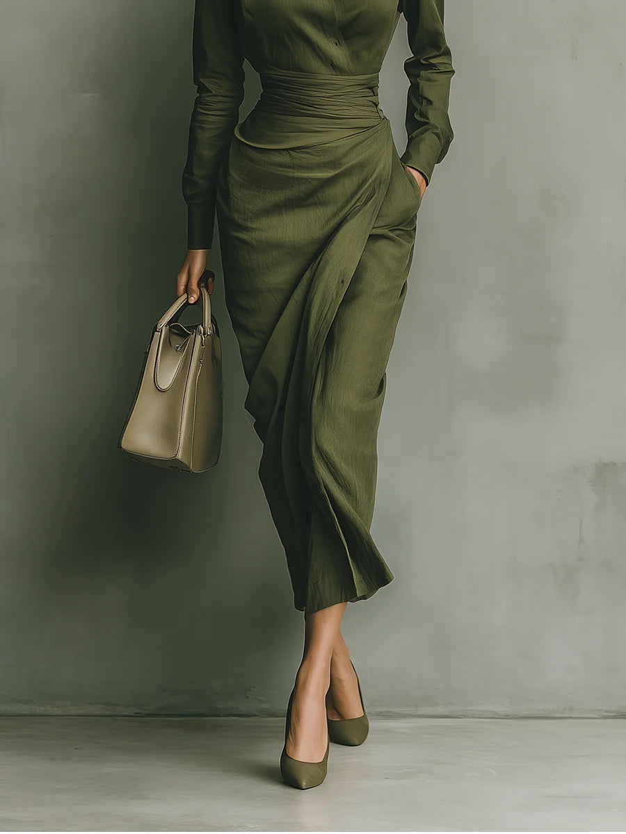 Kaelynne - Wrap Dress with Turned Collar