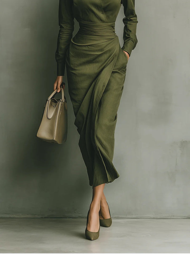 Kaelynne - Wrap Dress with Turned Collar